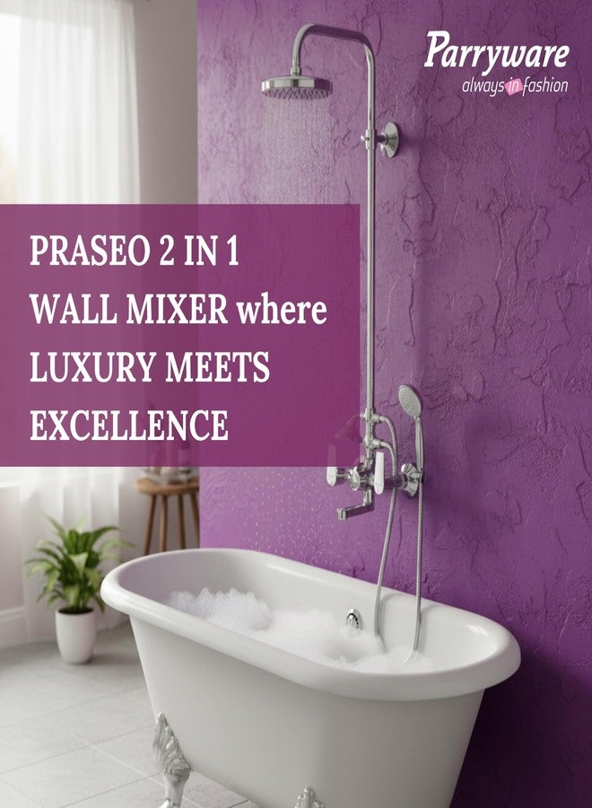 Parryware Praseo 2-Way Wall Mixer | Hot & Cold Water Mixer with Spout and Hand Shower - Image 5